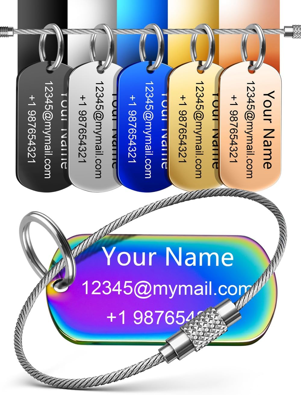 4 Pack Personalized Luggage Tags for Suitcases and Backpacks - Stainless Steel Metal Unique Custom Traval Bag Name Tags for Kids, Women, Luggage, Baggage, Cute and Funny - Bulk Set (4 Pack)