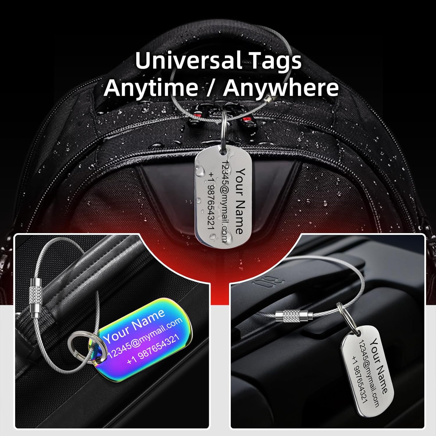 4 Pack Personalized Luggage Tags for Suitcases and Backpacks - Stainless Steel Metal Unique Custom Traval Bag Name Tags for Kids, Women, Luggage, Baggage, Cute and Funny - Bulk Set (4 Pack) - Image 5