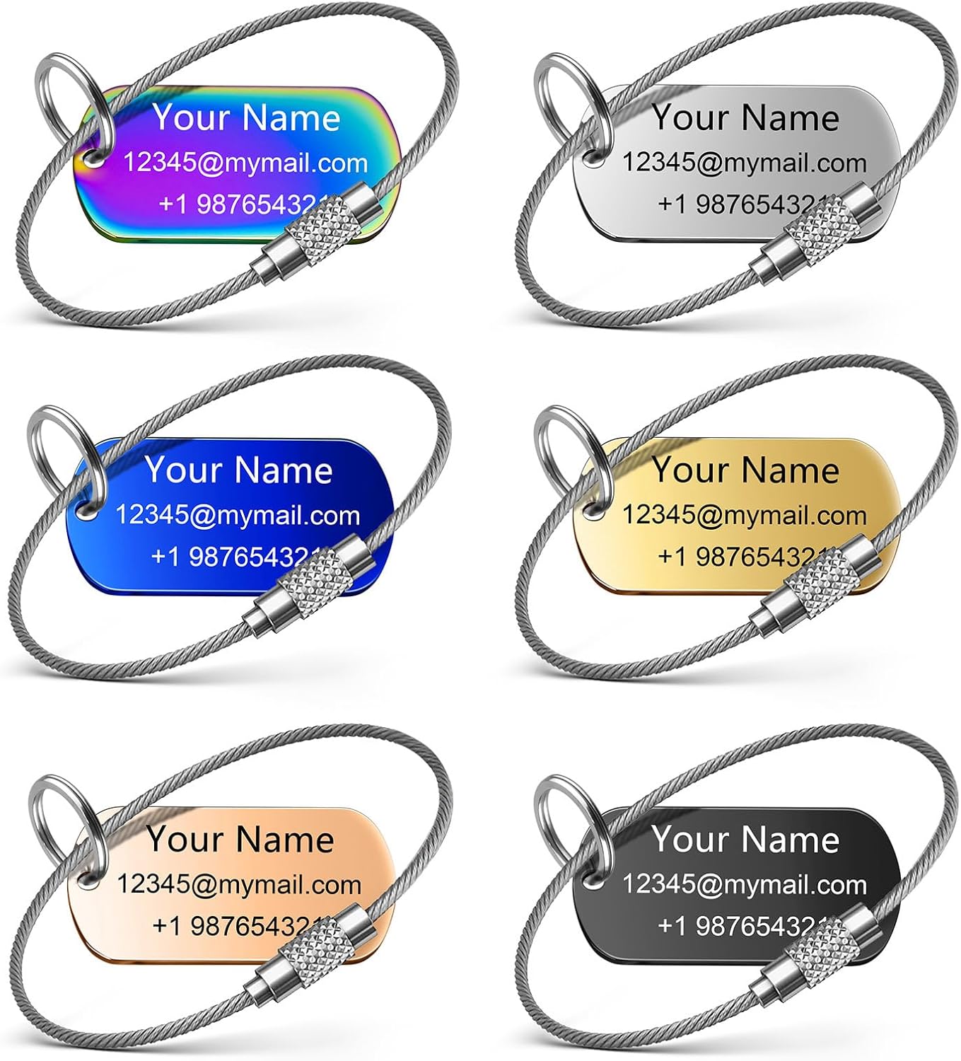 4 Pack Personalized Luggage Tags for Suitcases and Backpacks - Stainless Steel Metal Unique Custom Traval Bag Name Tags for Kids, Women, Luggage, Baggage, Cute and Funny - Bulk Set (4 Pack) - Image 8