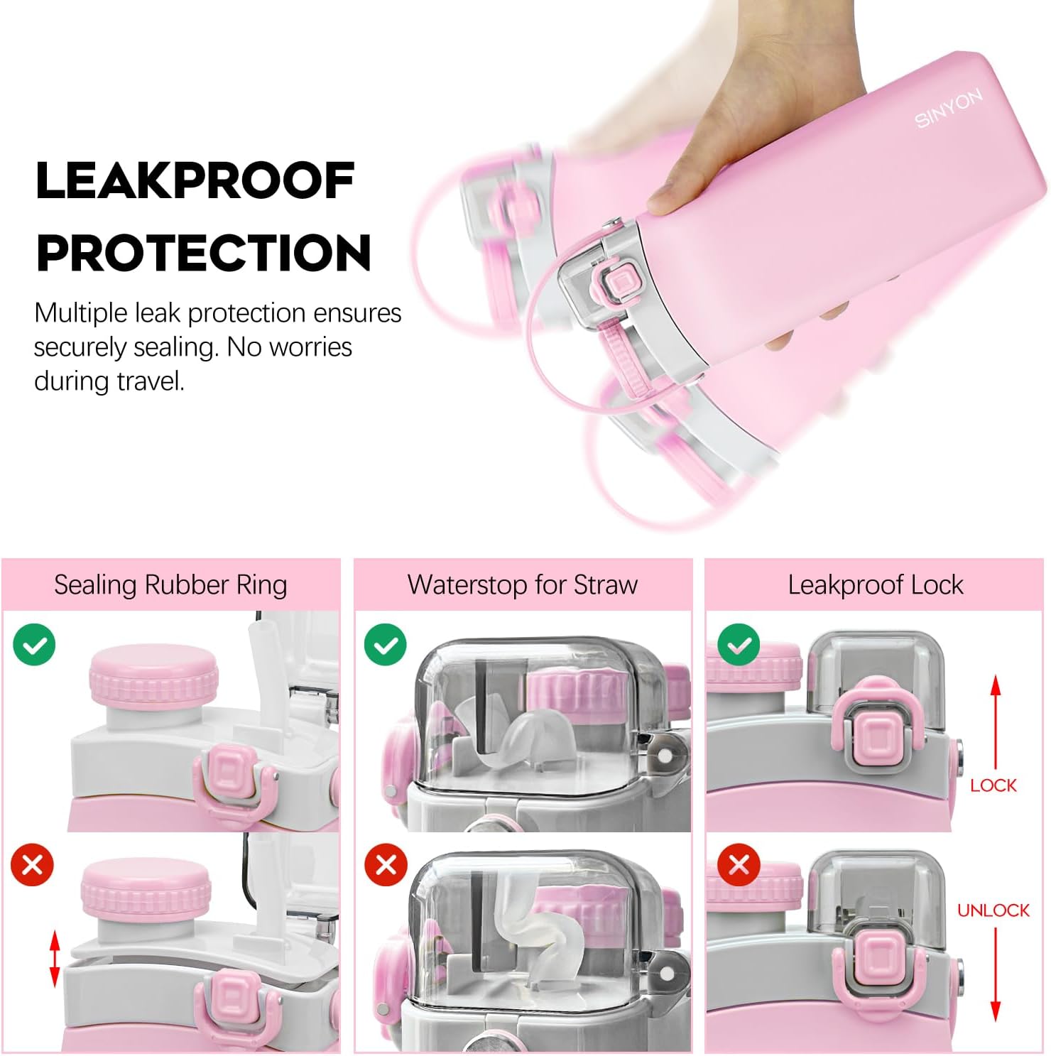 Collapsible Water Bottles, 20oz Silicone Reusable Water Bottle with Straw and Strap, Leakproof Foldable Sports Water Bottle for Travel Camping Running Hiking Gym, BPA Free - Image 4